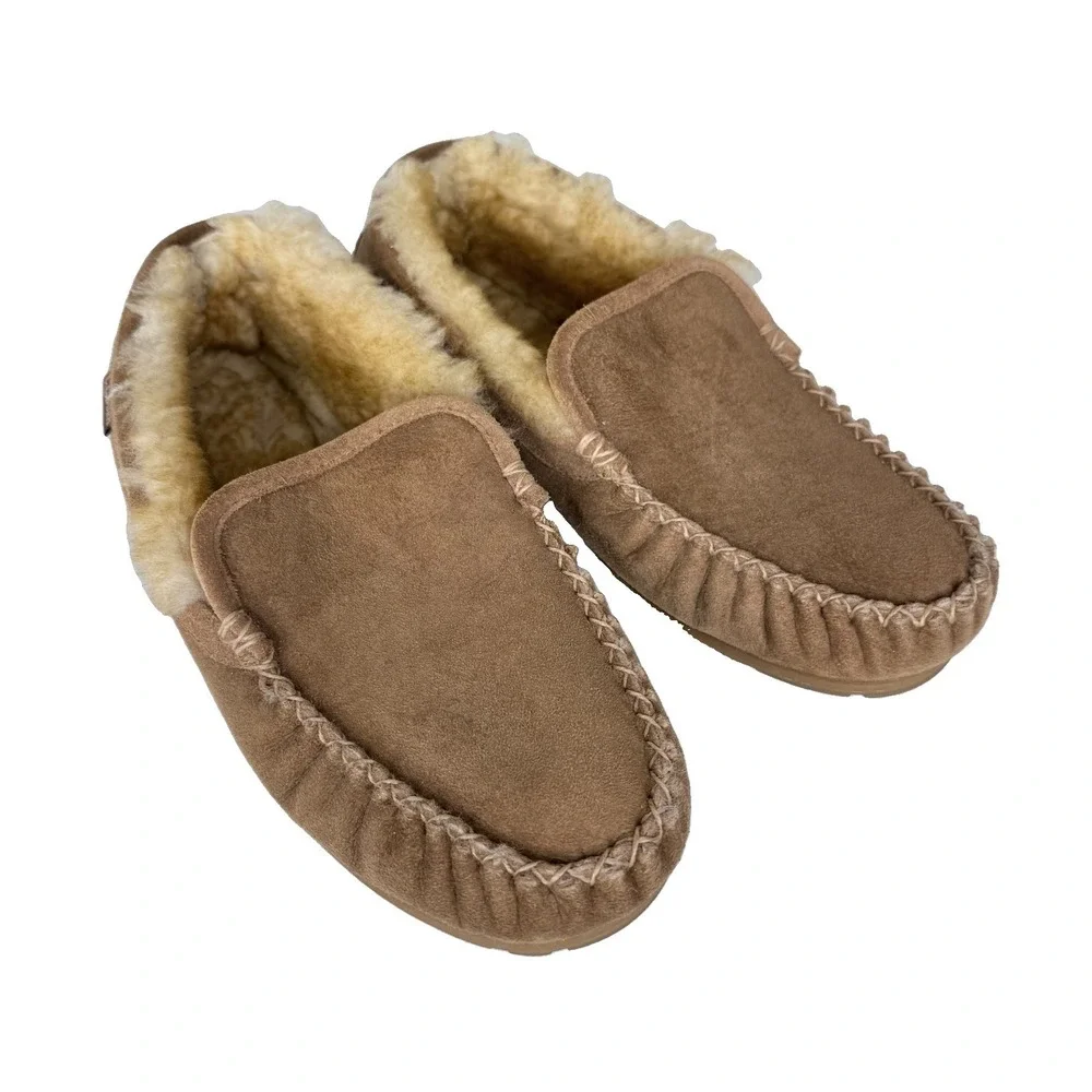 LL Bean Mens Wicked Good Lamb Fur Lined Moccasin Slip-On Slipper Shoes Size 10